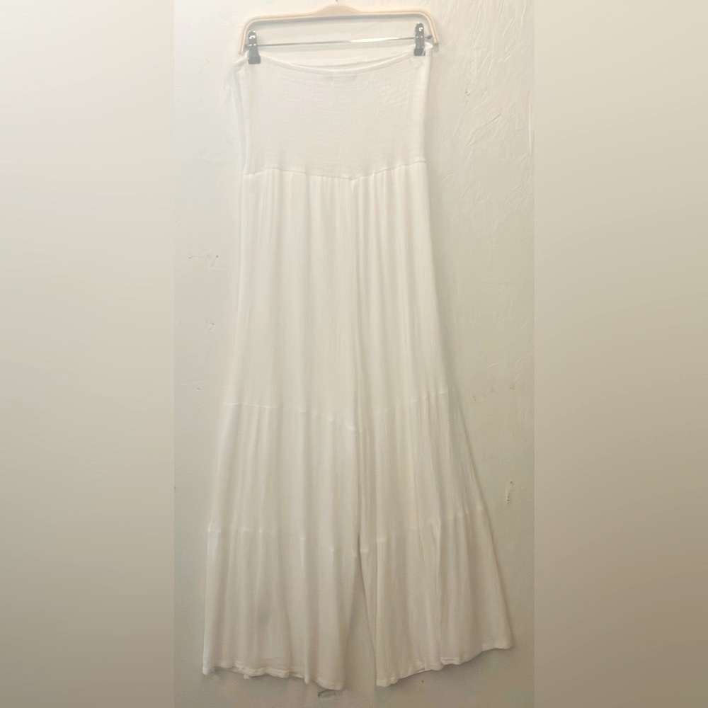 Fourteen Twelve White Flowy Wide Leg Bohemian Strapless Jumpsuit Size Large - Picture 4 of 4